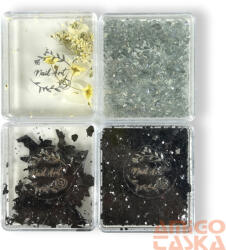  4 Az 1-Ben Nail Art Dekor Szett - Qqs-2504192 - Fekete & Ezüst Elegance (QQS-2504192)