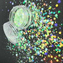 Essaco Körömdíszítő - Flakes - Rainbow - Green (83023)