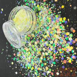 Essaco Körömdíszítő - Flakes - Rainbow - Light Yellow (83023)