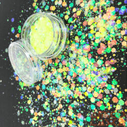 Essaco Körömdíszítő - Flakes - Rainbow - Mix Yellow Green (83023)
