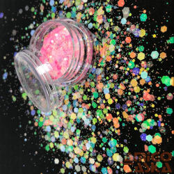Essaco Körömdíszítő - Flakes - Rainbow - Neon Pink (83023)
