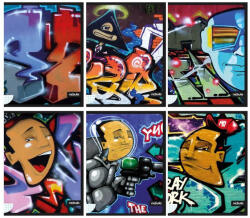 Nebulo Vegyes mintás tűzött füzet A/4, 40 lap, kockás, prémium, Graffiti minták, Nebulo (NEB-NR-N1-GRAFFITI-A4) - officetrade