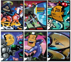 Nebulo Vegyes mintás tűzött füzet A/4, 40 lap vonalas, prémium, Graffiti minták, Nebulo (NEB-VO-N1-GRAFFITI-A4) - officetrade