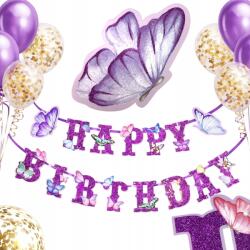 del-sol Szülinapi Dekoráció Szett Pillangók Pillangók Lufik Banner Happy Birthday