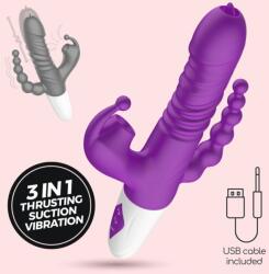  Vibrator Rabbit All-in-One, cu Aspiratie, Miscare de Impingere si Vibratie Vibrator