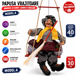 Fashion Papusa Vrajitoare cu Sunet, Lumini si Miscare pe Leagan - Model A, 30 cm (FF74079-A)