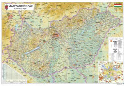  Mapă de birou duo - Harta administrativă a Ungariei / Harta rutieră a Ungariei, în limba maghiară