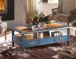 Settimo Masuta cafea Forte din lemn masiv 130x70 cm, 4 sertare si 2 polite extractibile, stil clasic italian (EU391) Masa de cafea