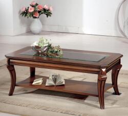 Settimo Masuta cafea Autentico din lemn masiv 120x60 cm, blat cu sticla, stil clasic italian (EU396) Masa de cafea