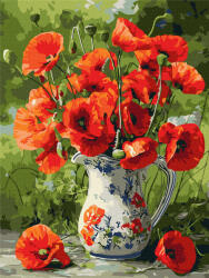 Ideyka Set pictura pe numere, cu sasiu, Maci in portelan, 30x40 cm (KHO3379)
