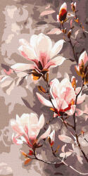 Ideyka Set pictura pe numere, cu sasiu, Magnolie inflorita - culori metalizate, 40x80 cm (KHO6439)