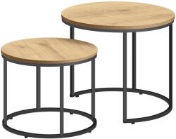 FDY Set 2 Masute Cafea Rotunde Klips Stejar Masa de cafea