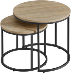 FDY Set 2 Masute Cafea Rotunde Klips Stejar Sonoma Masa de cafea