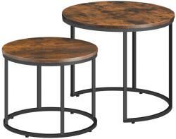 FDY Set 2 Masute Cafea Rotunde Klips Nuc Antichizat Masa de cafea