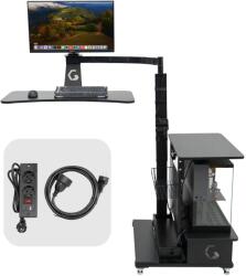 Birou mobil electric StableDesk x INGREM Floating Table, Blat plutitor pivotant, Reglabil pe inaltime, Brat monitor Max. 7 kg, Suport PC, Priza USB, R (SD-278-R-NE)