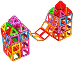 Flippy Set 40 Piese Magnetice de Constructie, Flippy, Piese Mici, Magnetic Blocks, Forme Geometrice, 3 Ani, ABS, Magnet, 20.5 x 14.5 x 12 cm, Multicolor (127378) Jucarii de constructii magnetice