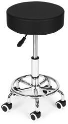 Brius Scaun rotativ ergonomic pentru salon sau cabinet, reglabil pe inaltime 51-65 cm, sezut 34 cm din piele ecologica, maxim 114 kg, negru (ML-BC007-1-BC)