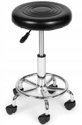 Brius Scaun rotativ ergonomic pentru salon sau cabinet, reglabil pe inaltime 47-62 cm, sezut 34 cm din piele ecologica, maxim 114 kg, negru (ML-BC007-2-BC)