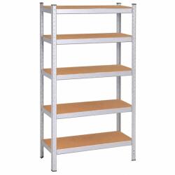 Brius Raft metalic depozitare cu 5 polite MDF, capacitate 675 kg, 75x30x150 cm, argintiu (HA-5260)