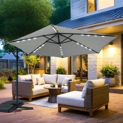 Avenberg Umbrelă de soare reglabilă AVENBERG SUNNY LED 300, diametru 3M, gri