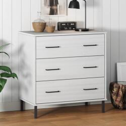 vidaXL Сайдборд с 3 чекмеджета бял 77x40x79, 5 см масивно дърво OSLO (350981)