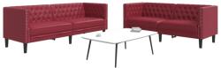 vidaXL Set canapele Chesterfield cu 2 locuri rosu vin piele eco. GartenMobel Dekor (3209278) Canapea
