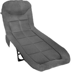 Sersimo Pat pliabil pentru camping cu spatar reglabil tip sezlong, 200x65 cm, gri (GO-L66C2)