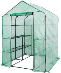 NEO TOOLS Sera de gradina 143x143x195 cm cu 4 rafturi, folie PE si cadru metalic (15-911)