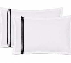 H Hotel Supplier Hotel Supplier Prestige párnahuzat-szett, 50x70 cm, 300 TC szatén pamut, hímzett, fehér, Fekete csíkokkal, 2 db-os (S2FPS50X70-BrodNegru)