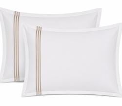 H Hotel Supplier Hotel Supplier Prestige párnahuzat-szett, 50x70 cm, 300 TC szatén pamut, hímzett, fehér, Bézs csíkokkal, 2 db-os (S2FPS50X70-BrodBej)