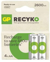 GP Batteries Battery (AA) Rechargeable NIMH R6/AA, 270AAHCE-EB4, (4 batteries / blister), 2700 mAh (GP-BR-270AAHCE-EB4-2)