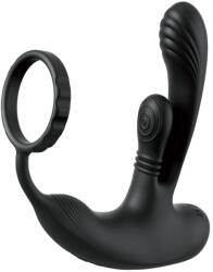 Pipedream Inel de Penis cu Stimulator Ass-Gasm IntiMotion, Remote Control 4 Motoare Puternice, Functii Multiple, Silicon, USB, Negru, 15.9 cm