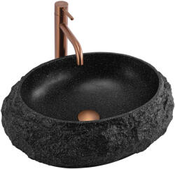 Rea Mika mosdótál 50x38 cm ovális mosdótálak fekete-szürke/kő matt REA-U4333 (REAU4333)