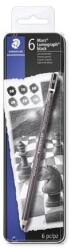 STAEDTLER Creioane grafice, set, hexagonale, cutie metalică, STAEDTLER "Mars Lumograph 100B", 6 tipuri de duritate, negru, 6 buc
