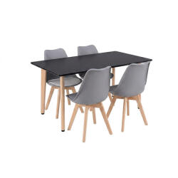 Leziter Silla 120 4+1 étkező garnitúra fekete-szürke
