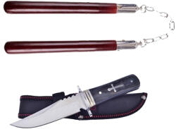 Depox Set Cutit de vanatoare , Tang Hunter , 28 cm si Nunceag maro , 31 cm , DEPOX® , teaca inclusa (1897)