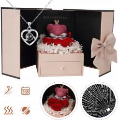  Örök rózsa handmade "szeretlek" nyaklánccal ajándékdobozban (Wieczna róża handmade)