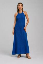 SHOPIKA Rochie lunga, asimetrica, din in, cu spatele gol, albastru electric Talie unica