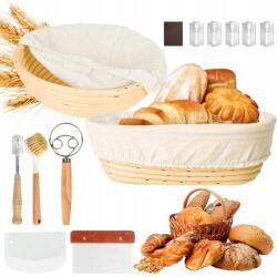 Bedee 2 db-os kenyérkelesztő kosár szett -kerek 23cm és ovális 25cm rattan (Zestaw 2x koszyk do wyrastania chleba )