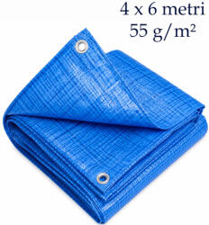  Prelata de protectie cu inele metalice, 4x6 m, polietilena 55 g/mp, impermeabila, universala (WM55.4x6.BLUE)