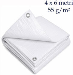  Prelata alba rezistenta la intemperii, PE 55 g/mp, 4x6 m, cu fixare usoara (WM55.4x6.WHITE)