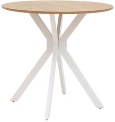 FDY Masa Bucatarie/Dining Yammos MDF Stejar Diamentru 80 Cm Picioare Albe