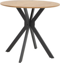 FDY Masa Bucatarie/Dining Yammos MDF Stejar Diamentru 80 Cm Picioare Negre