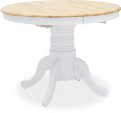 FDY Masa Bucatarie/Dining Extensibila Lirma Din Lemn De Arbore De Cauciuc Finisaj Alb-Stejar 100-138x75 Cm