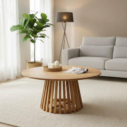 FDY Masuta Rotunda Cafea Radius Lemn Masiv Acacia Finiaj Natur, Diametru 80 Cm Masa de cafea