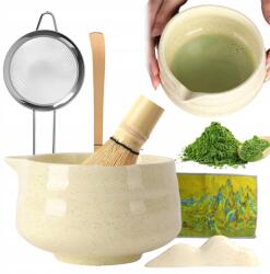 Bedee Matcha Szett 7 részes, kifolyóval ellátott tállal a precíz öntéshez ( bambusowy zestaw do matchy)