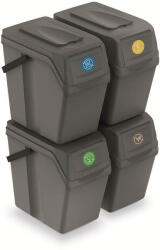Prosperplast Set 4 cosuri de gunoi SORTIBOX II piatra gri, volum 4x25L Cos de gunoi