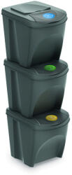 Prosperplast Set 3 cosuri de gunoi SORTIBOX III piatra gri, volum 3x25L Cos de gunoi