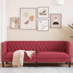 vidaXL Canapea Chesterfield cu 3 locuri, rosu vin, piele ecologica GartenMobel Dekor (372670) Canapea