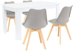 Leziter Set masa cu 4 scaune Leziter Zara, gri-alb, pentru dining (LYET140F_DA232AG_4)